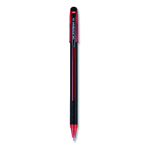 uni-ball Jetstream 101 Hybrid Gel Pen, Stick, Bold 1 mm, Red Ink, Black/Red Barrel, Dozen (1768013)