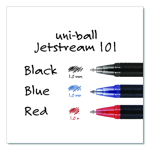 uni-ball Jetstream 101 Hybrid Gel Pen, Stick, Bold 1 mm, Red Ink, Black/Red Barrel, Dozen (1768013)