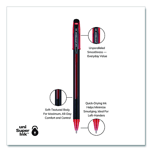 uni-ball Jetstream 101 Hybrid Gel Pen, Stick, Bold 1 mm, Red Ink, Black/Red Barrel, Dozen (1768013)