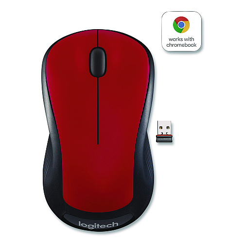 Logitech M310 Wireless Mouse, 2.4 GHz Frequency/30 ft Wireless Range, Left/Right Hand Use, Flame Red Gloss (324176)