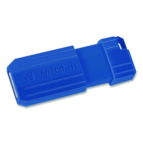Verbatim PinStripe USB 2.0 Flash Drive, 128 GB, Blue/Red, 2/Pack (70391)