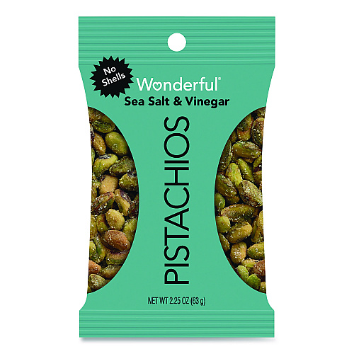 Paramount Farms Wonderful No Shells Pistachios, Sea Salt and Vinegar, 2.25 oz Bag, 8/Box (PAR70033)