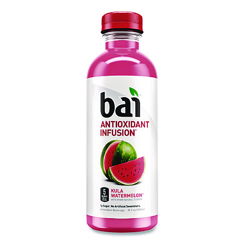 Bai Antioxidant Infused Beverage, Kula Watermelon 18 oz Bottle, 12/Carton (2712517)