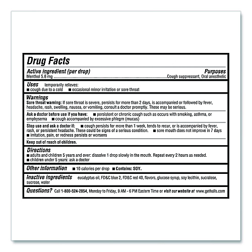 Halls Relief Menthol Cough Suppressant - Oral Anesthetic, Cherry, 30/Pack (621825221OWN)