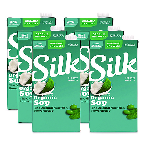 Silk Soymilk, Unsweetened Original, 32 oz, 6/Carton (1706751)