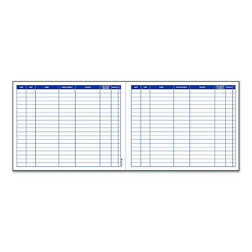 Adams Activity Logbook, 8 Columns, Blue/White Cover, 11 x 8.5 Sheets, 50 Sheets/Book (S1185ABF)