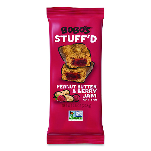 Bobo's Stuff'd Gluten-Free Peanut Butter and Berry Jam Oat Bar, 2.5 oz Bar, 12/Box (00103)