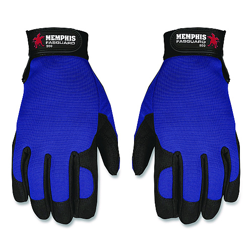 MCR Safety Memphis Gloves Fasguard Clarino Synthetic Leather Palm Multi-Task Gloves, 9" Long, Large, Blue/Black, Pair (900L)