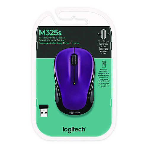Logitech M325S Wireless Mouse, 2.4 GHz Frequency, 32.8 ft Wireless Range, Left/Right Hand Use, Violet (797070)