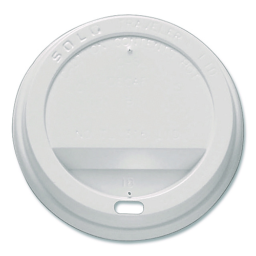 SOLO Traveler Hot Cup Lids, Fits 12 oz to 16 oz Hot Cups, Plastic, White, 100/Pack (896404)