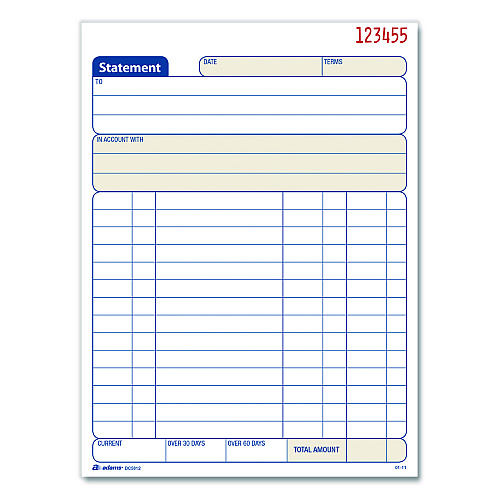 Adams Multipart Statement Pad, Two-Part Carbonless, 5.56 x 7.94, 50 Sets/Pad, 3 Pads/PK (DC58123)