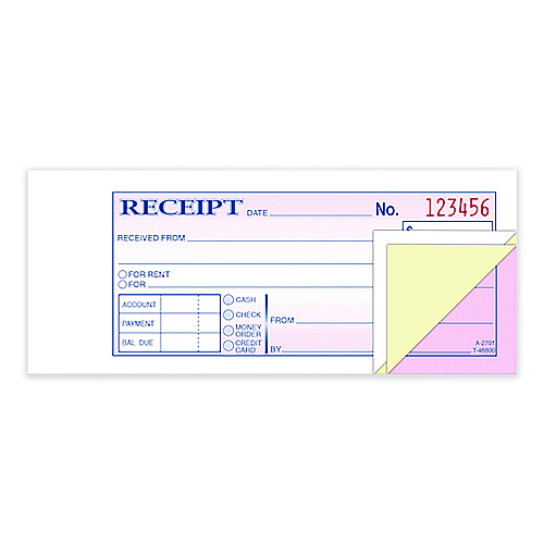 Adams Multipart Money/Rent Receipt Book, Three-Part Carbonless, 6.69 x 2.75, 50 Receipts/Book, 3 Books/Pack (D2701)