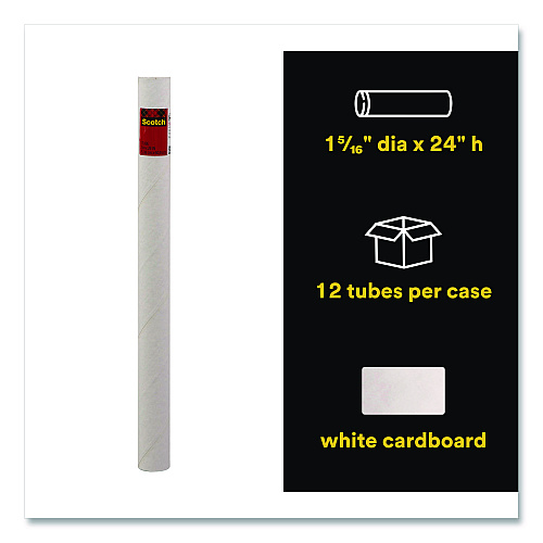 Scotch Mailing Tube, 24" Long, 2" Diameter, White, 12/Carton (7921CT)