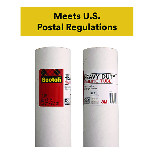Scotch Mailing Tube, 36" Long, 3" Diameter, White (7979)