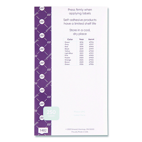 Smead Yearly End Tab File Folder Labels, 0.5 x 1, Green, 25/Sheet, 10 Sheets/Pack (67926)