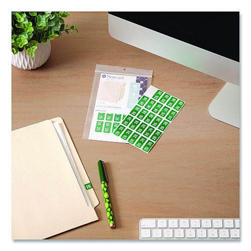 Smead Yearly End Tab File Folder Labels, 0.5 x 1, Green, 25/Sheet, 10 Sheets/Pack (67926)