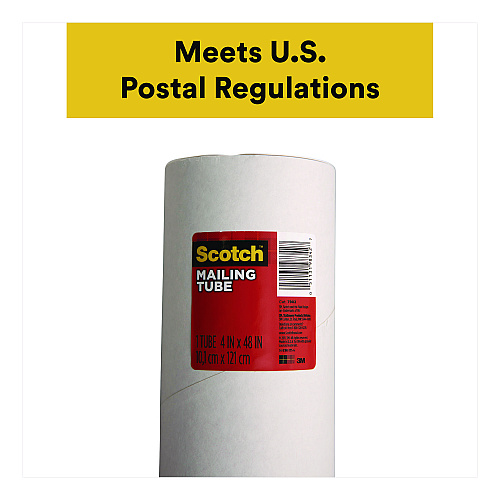 Scotch Mailing Tube, 48" Long, 4" Diameter, White (7982)