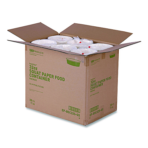 Eco-Products GreenStripe Paper Food Containers, 32 oz, 7.28" dia x 2.48", White, 300/Carton (EPBSC32SGS)