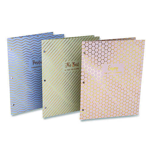 PUKKA PAD Two-Pocket Portfolio Folder, 1" Capacity, 9.6 x 11.9, Haze, Blue/Green/Taupe, 6/Pack (9980ASTHZE)