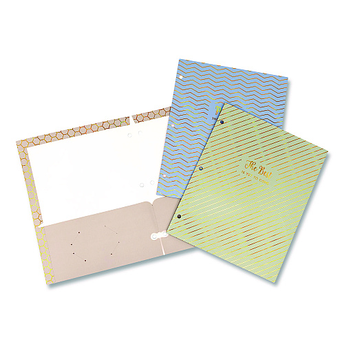 PUKKA PAD Two-Pocket Portfolio Folder, 1" Capacity, 9.6 x 11.9, Haze, Blue/Green/Taupe, 6/Pack (9980ASTHZE)