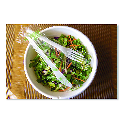 Eco-Products Plantware CPLA Cutlery, Individually Wrapped, Fork, Plastic, White, 1,000/Carton (EPS017W)