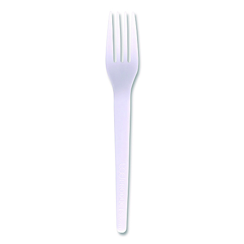 Eco-Products Plantware CPLA Cutlery, Individually Wrapped, Fork, Plastic, White, 1,000/Carton (EPS017W)