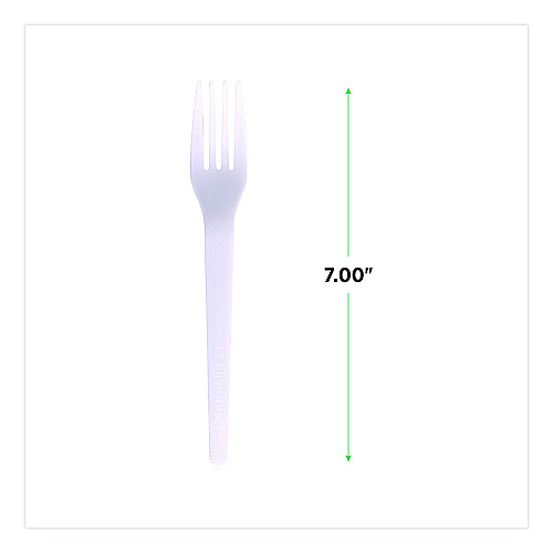 Eco-Products Plantware CPLA Cutlery, Fork, White, 1,000/Carton (EPS017)