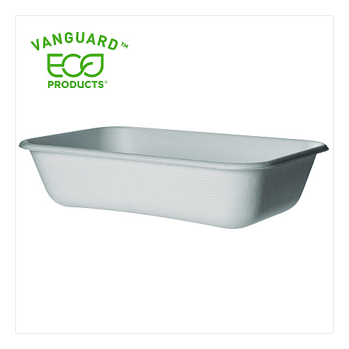 Eco-Products WorldView Vanguard Rectangular Container, 32 oz, 4.71 x 7.01 x 1.04, White, Sugarcane Fiber, 400/Carton (EPSCRC32NFA)