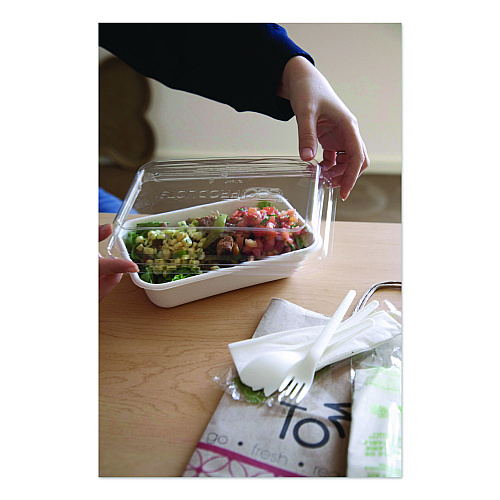 Eco-Products WorldView Vanguard Rectangular Container, 32 oz, 4.71 x 7.01 x 1.04, White, Sugarcane Fiber, 400/Carton (EPSCRC32NFA)