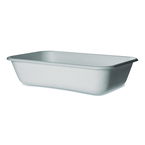 Eco-Products WorldView Vanguard Rectangular Container, 32 oz, 4.71 x 7.01 x 1.04, White, Sugarcane Fiber, 400/Carton (EPSCRC32NFA)