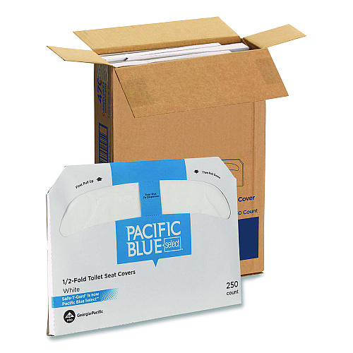 Georgia Pacific Professional Safe-T-Gard Half-Fold Toilet Seat Covers, Half-Fold, 14.5 x 17.44, White, 250 Covers/Pack, 4 Packs/Carton (47052)