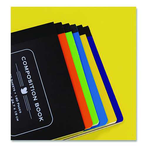 BAZIC Poly Cover Composition Books, Medium/College Rule, Randomly Assorted Cover Color, (70) 9.75 x 7 Sheets (5089)