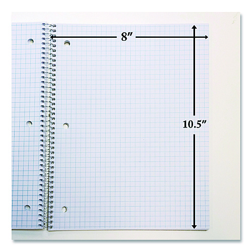 BAZIC Spiral Notebooks, 1-Subject, Quadrille Rule (4 sq/in), Randomly Assorted Cover Color, (100) 10.5 x 8 Sheets (514)