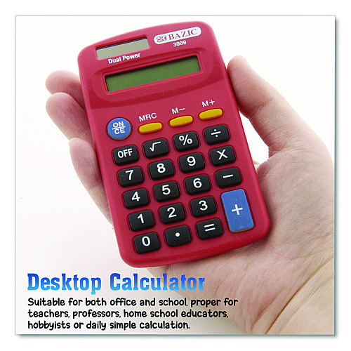 BAZIC Dual Power Pocket Size Calculator, 8-Digit, LCD (3009)