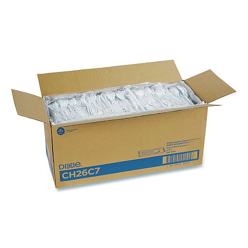 Dixie Heavyweight Polystyrene Cutlery, Fork/Knife/Teaspoon, Plastic, White, 250/Carton (CH26C7)