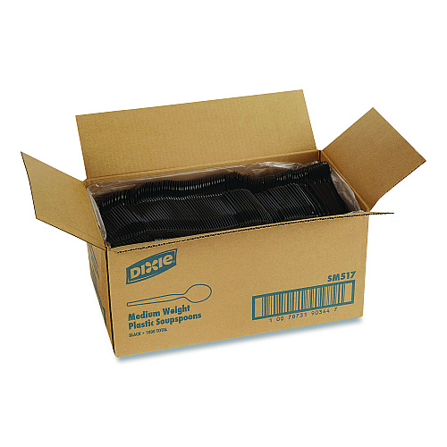 Dixie Mediumweight Polystyrene Cutlery, Soup Spoon, Plastic, Black, 1,000/Carton (SM517)