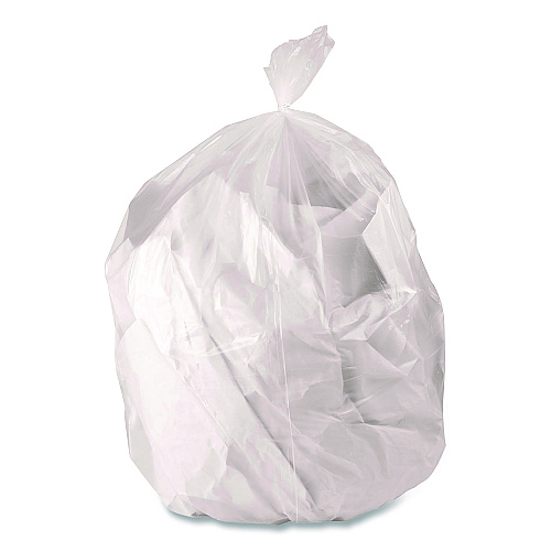 Boardwalk Low-Density Waste Can Liners, 33 gal, 0.65 mil, 33 x 39, Clear, Perforated Roll, 250/Carton (333965CL)