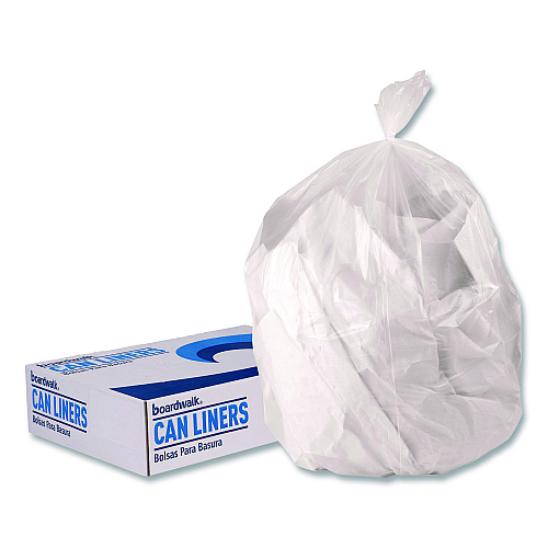 Boardwalk Low-Density Waste Can Liners, 33 gal, 0.65 mil, 33 x 39, Clear, Perforated Roll, 250/Carton (333965CL)