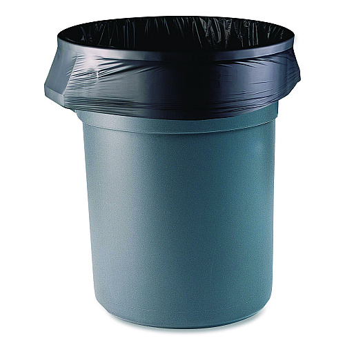 Boardwalk Reprocessed Resin Can Liners, 60 gal, 1.5 mil, 38 x 58, Black, Perforated Roll, 100/Carton (385815K)
