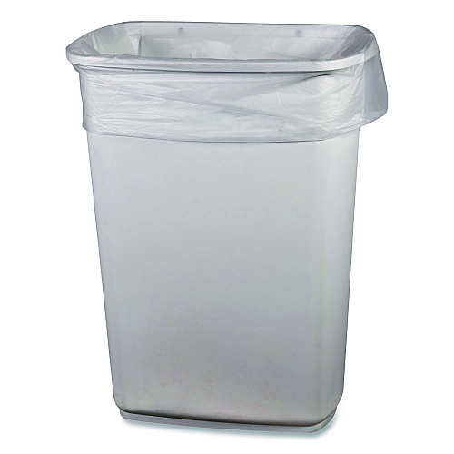 Boardwalk Low-Density Waste Can Liners, 33 gal, 0.65 mil, 33 x 39, Clear, Perforated Roll, 250/Carton (333965CL)