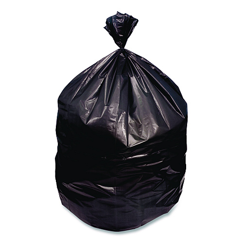 Boardwalk Reprocessed Resin Can Liners, 60 gal, 1.5 mil, 38 x 58, Black, Perforated Roll, 100/Carton (385815K)