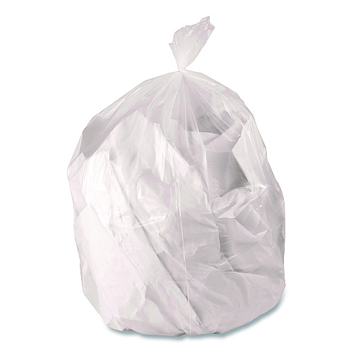 Boardwalk Low-Density Waste Can Liners, 45 gal, 0.9 mil, 40 x 46, Clear, Perforated Roll, 100/Carton (404609CL)