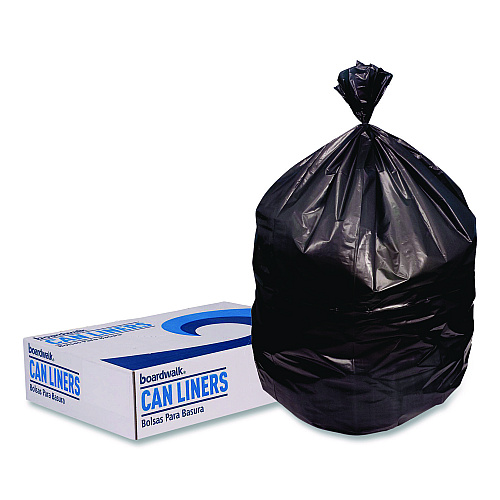 Boardwalk High-Density Can Liners, 45 gal, 22 mic, 40 x 48, Black, Perforated Roll, 150/Carton (404822NK)