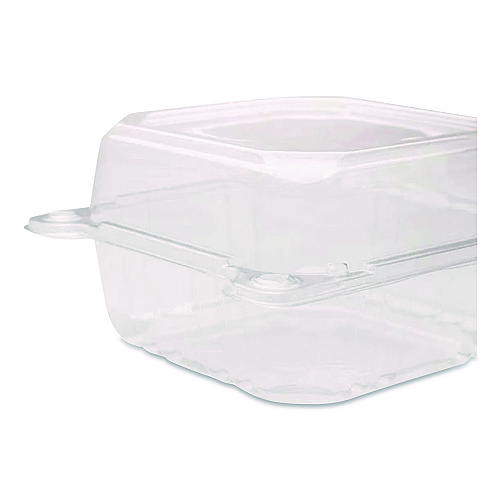 Karat PET Plastic Hinged Container, 6 x 6 x 3.3, Clear, Plastic, 500/Carton (FPHC66PET1C)