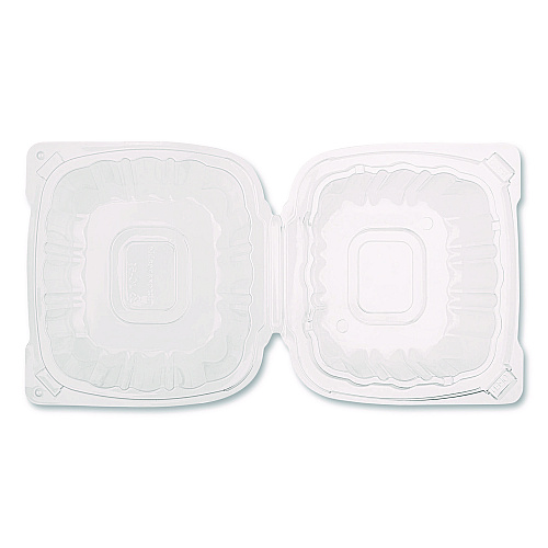 Karat Polypropylene Plastic Hinged Container, 6 x 6 x 3.3, Clear, Plastic, 50/Pack, 6 Packs/Carton (FPHC66PP1C)