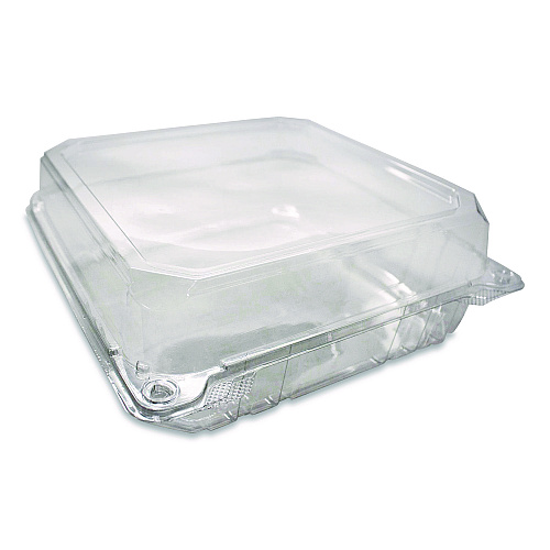 Karat PET Plastic Hinged Container, 9 x 9 x 3.6, Clear, Plastic, 100/Pack, 2 Packs/Carton (FPHC99PET1C)