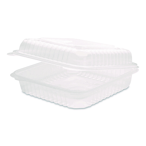 Karat Polypropylene Plastic Hinged Container, 9.35 x 9.22 x 3.17, Clear, Plastic, 50/Pack, 4 Packs/Carton (FPHC99PP1C)