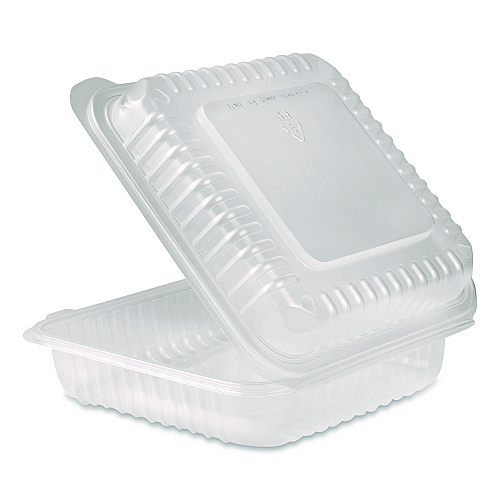 Karat Polypropylene Plastic Hinged Container, 9.35 x 9.22 x 3.17, Clear, Plastic, 50/Pack, 4 Packs/Carton (FPHC99PP1C)