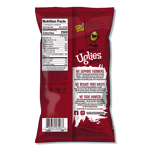 Uglies Kettle Potato Chips, Bar-B-Que, 2 oz Bags, 24/Carton (DFN26103)