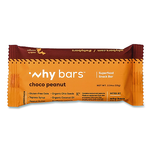 Why Bars Superfood Snack Bar, Choco Peanut, 2.04 oz Bar, 12/Box (WHY16204)